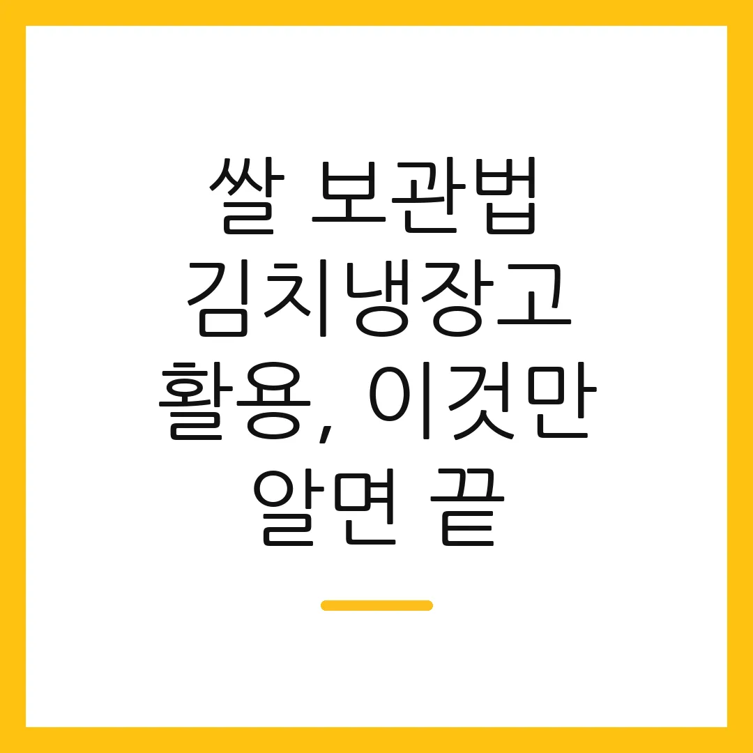 쌀 보관법 김치냉장고 활용, 이것만 알면 끝