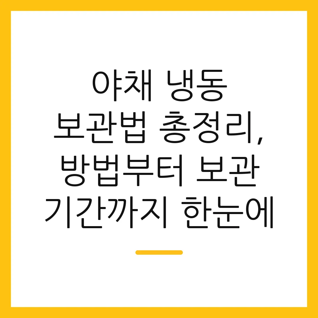 야채 냉동 보관법 총정리, 방법부터 보관 기간까지 한눈에